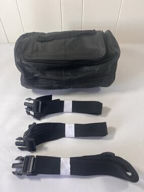 Harley Carroll Leather Round Motorcycle Travel Bag 13 x 9 Sissy Bar Luggage Rack